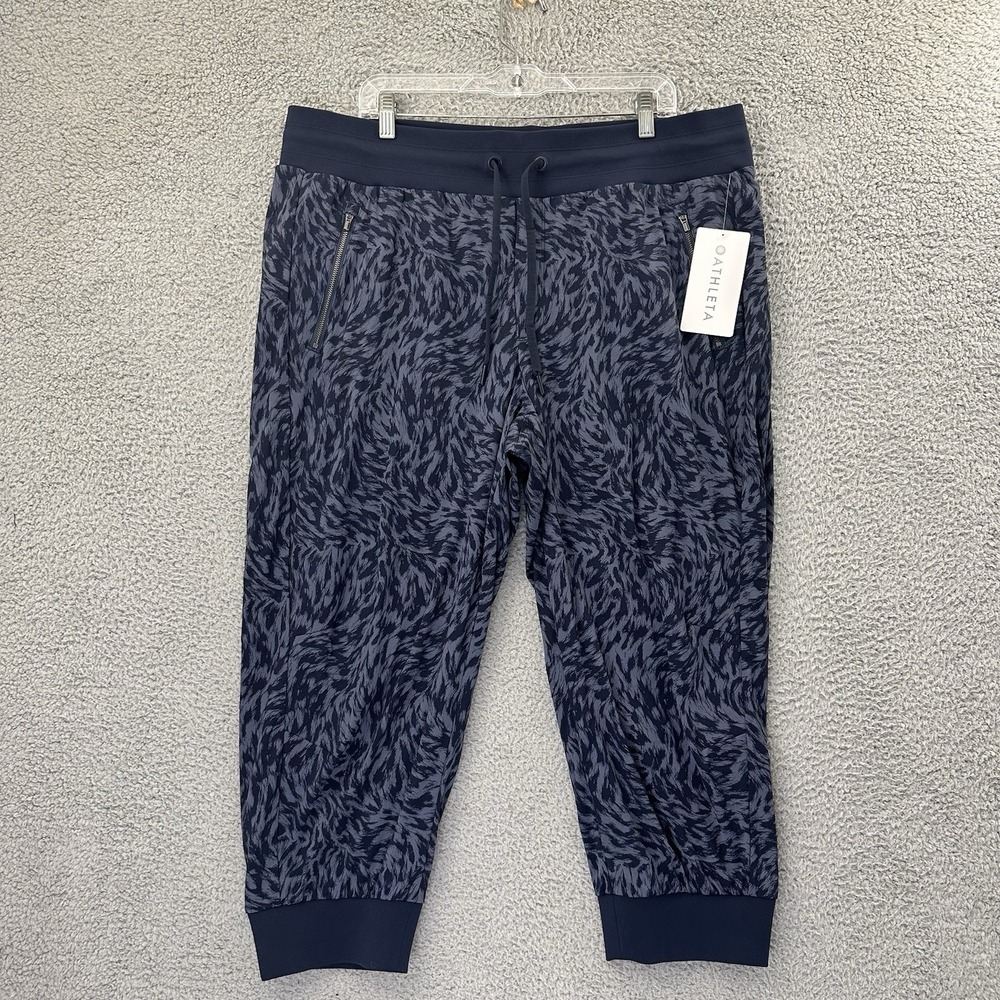 NWT Athleta Trekkie North Printed Crop 23" Jogger Pants Mid Rise Blue Print W 18